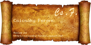 Csicsáky Ferenc névjegykártya