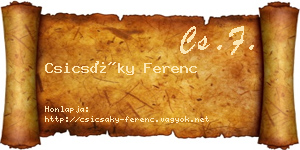 Csicsáky Ferenc névjegykártya