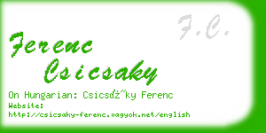 ferenc csicsaky business card